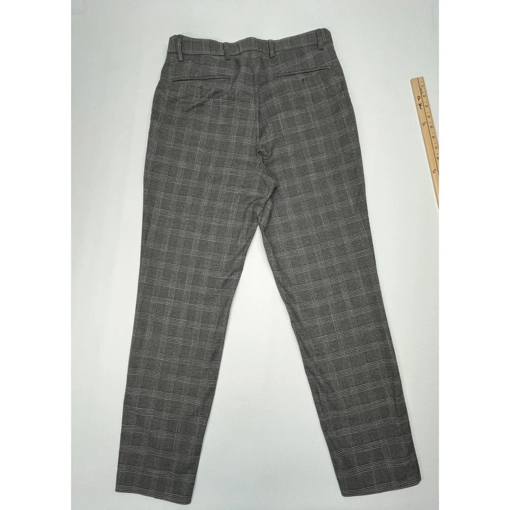 Tommy Hilfiger Grey Plaid Dress Pants Mens 32x34 Preppy Workwear Trousers